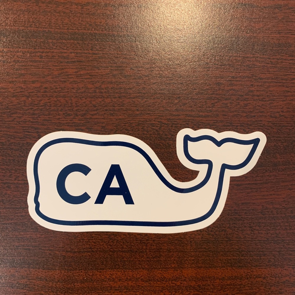 Vineyard Vines California CA Whale Sticker Navy White Vinyl Decal #EDSFTG